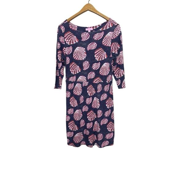 Lilly Pulitzer Women's Seashell Print Dress 3/4 Sleeve Size: M - Picture 1 of 5